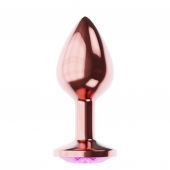 Пробка цвета розового золота с лиловым кристаллом Diamond Quartz Shine L - 8,3 см. - Lola Games - купить с доставкой в Смоленске