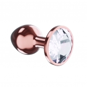 Пробка цвета розового золота с прозрачным кристаллом Diamond Moonstone Shine L - 8,3 см. - Lola Games - купить с доставкой в Смоленске