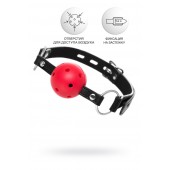 Красный кляп-шар на черных ремешках - ToyFa - купить с доставкой в Смоленске