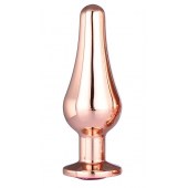 Золотистая анальная пробка с кристаллом Rose Gold Pleasure Plug S - 9 см. - Dream Toys