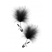 Зажимы на соски с черными пуховыми кисточками Sweet Caress Feather Nipple Clumps - Sweet Caress - купить с доставкой в Смоленске