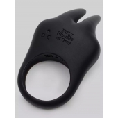 Черное эрекционное виброкольцо Sensation Rechargeable Vibrating Rabbit Love Ring - Fifty Shades of Grey - в Смоленске купить с доставкой
