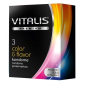 Цветные ароматизированные презервативы VITALIS PREMIUM color   flavor - 3 шт. - Vitalis - купить с доставкой в Смоленске