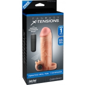 Телесная вибронасадка с кольцом  Vibrating Real Feel 1 Extension - 14 см. - Pipedream - в Смоленске купить с доставкой