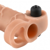 Телесная вибронасадка с кольцом Vibrating Real Feel 2 Extension - 16 см. - Pipedream - в Смоленске купить с доставкой