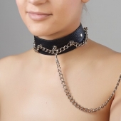 Чёрный ошейник из натуральной кожи - Sitabella - купить с доставкой в Смоленске