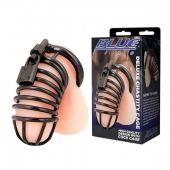 Черная металлическая клетка с замком Deluxe Chastity Cage - BlueLine - купить с доставкой в Смоленске