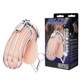 Серебристая металлическая клетка с анальным стимулятором Cock Cage - BlueLine - купить с доставкой в Смоленске