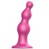 Розовая насадка Strap-On-Me Dildo Plug Beads size S - Strap-on-me - купить с доставкой в Смоленске