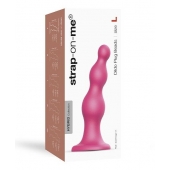 Розовая насадка Strap-On-Me Dildo Plug Beads size L - Strap-on-me - купить с доставкой в Смоленске