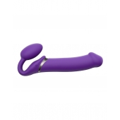 Фиолетовый безремневой вибрострапон Silicone Bendable Strap-On - size XL - Strap-on-me - купить с доставкой в Смоленске