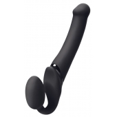 Черный безремневой вибрострапон Silicone Bendable Strap-On - size XL - Strap-on-me - купить с доставкой в Смоленске