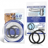 Набор из двух черных силиконовых колец разного диаметра SILICONE COCK RING SET - BlueLine - в Смоленске купить с доставкой
