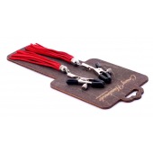 Металлические зажимы на соски с красными замшевыми кисточками - Crazy Handmade - купить с доставкой в Смоленске