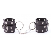 Черные кожаные наручники с люверсами - Crazy Handmade - купить с доставкой в Смоленске