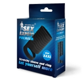 Черная открытая насадка на пенис с кольцом для мошонки XXXL-size - 9,9 см. - Sex Expert - в Смоленске купить с доставкой