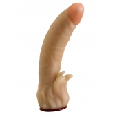 Телесная гелевая насадка-фаллос с клиторальными лепестками - 18,5 см. - LOVETOY (А-Полимер) - купить с доставкой в Смоленске