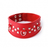 Кожаный красный ошейник с велюровой подкладкой - Sitabella - купить с доставкой в Смоленске