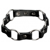 Кожаный черный ошейник с кольцами - Sitabella - купить с доставкой в Смоленске