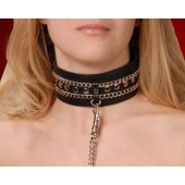 Чёрный ошейник с цепочками и поводком - Sitabella - купить с доставкой в Смоленске