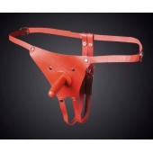 Красные кожаные универсальные трусики со штырьком для насадок - Sitabella - купить с доставкой в Смоленске
