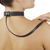 Зеленый меховой ошейник с кожаным поводком - Sitabella - купить с доставкой в Смоленске