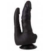 Двойной фаллоимитатор чёрного цвета на присоске - 17 см. - LOVETOY (А-Полимер)