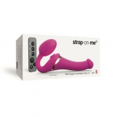 Ярко-розовый безремневой страпон Multi Orgasm Size S с клиторальной стимуляцией - Strap-on-me - купить с доставкой в Смоленске