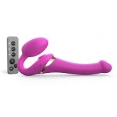 Ярко-розовый безремневой страпон Multi Orgasm Size S с клиторальной стимуляцией - Strap-on-me - купить с доставкой в Смоленске