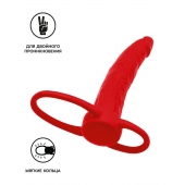 Красная насадка на пенис для двойного проникновения Black Red - 16,5 см. - ToyFa - купить с доставкой в Смоленске