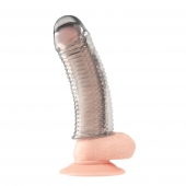 Текстурированная насадка на пенис Clear Textured Penis Enhancing Sleeve Extension - 16,5 см. - BlueLine - в Смоленске купить с доставкой