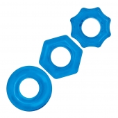 Комплект из трех голубых колец для эрекции 3-Pack Nuts   Bolts Stretch Cock Ring Set - BlueLine - в Смоленске купить с доставкой