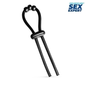 Черное эрекционное кольцо со стимулирующими бусинами - Sex Expert - в Смоленске купить с доставкой