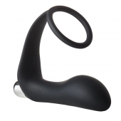 Черное эрекционное кольцо с вибропробкой Vibrating Anal Plug With Cockring - Dream Toys - в Смоленске купить с доставкой