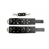 Черные кожаные наручники Sex Game - БДСМ Арсенал - купить с доставкой в Смоленске