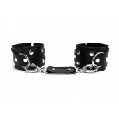Черные кожаные наручники Sex Game - БДСМ Арсенал - купить с доставкой в Смоленске