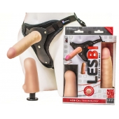 Телесный страпон Harness LESBI с вагинальной пробкой - 16,5 см. - LOVETOY (А-Полимер) - купить с доставкой в Смоленске