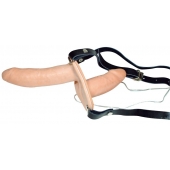 Телесный женский страпон с вагинальной пробкой Strap-On Duo - 15 см. - Orion - купить с доставкой в Смоленске