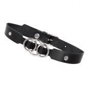 Черный кожаный ошейник со связанными кольцами - Pecado - купить с доставкой в Смоленске