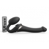 Черный безремневой страпон Multi Orgasm Size S с клиторальной стимуляцией - Strap-on-me - купить с доставкой в Смоленске