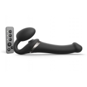 Черный безремневой страпон Multi Orgasm Size M с клиторальной стимуляцией - Strap-on-me - купить с доставкой в Смоленске