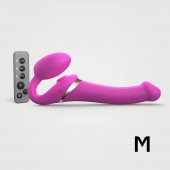 Ярко-розовый безремневой страпон Multi Orgasm Size M с клиторальной стимуляцией - Strap-on-me - купить с доставкой в Смоленске