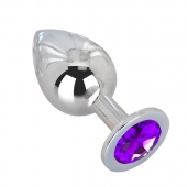 Большой плаг из стали с фиолетовым кристаллом Violet Dream - 9,5 см. - Erotic Fantasy - купить с доставкой в Смоленске