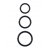Набор из трех черных эрекционных колец Silicone 3-Ring Stamina Set - Pipedream - в Смоленске купить с доставкой