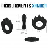 Черное эрекционное кольцо с массажными гребнями Rooster Xander - Velv or - в Смоленске купить с доставкой