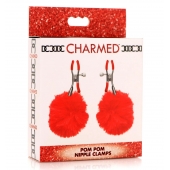 Красные зажимы на соски с помпонами Pom Pom - XR Brands - купить с доставкой в Смоленске