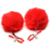 Красные зажимы на соски с помпонами Pom Pom - XR Brands - купить с доставкой в Смоленске