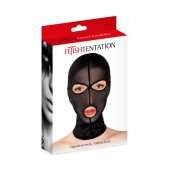 Черная сетчатая маска на голову с отверстиями для глаз и рта - Fetish Tentation - купить с доставкой в Смоленске