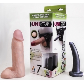 Страпон-унисекс с двумя насадками UNI strap 7  Harness - 19 и 16 см. - LOVETOY (А-Полимер) - купить с доставкой в Смоленске