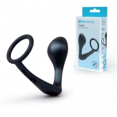 Черное эрекционное кольцо со стимулятором простаты Ringer Cock Ring   Plug - b-Vibe - в Смоленске купить с доставкой